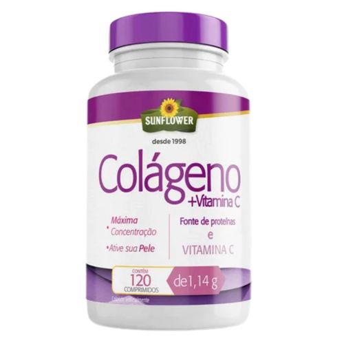 Colágeno Hidrolisado Com Vitamina C - 120 Comp Sunflower