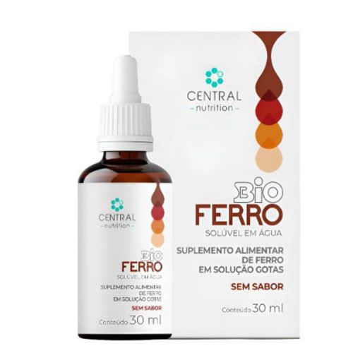 Bio Ferro Gotas 30ml Central Nutrition Bisclicinato Ferroso Sem Sabor