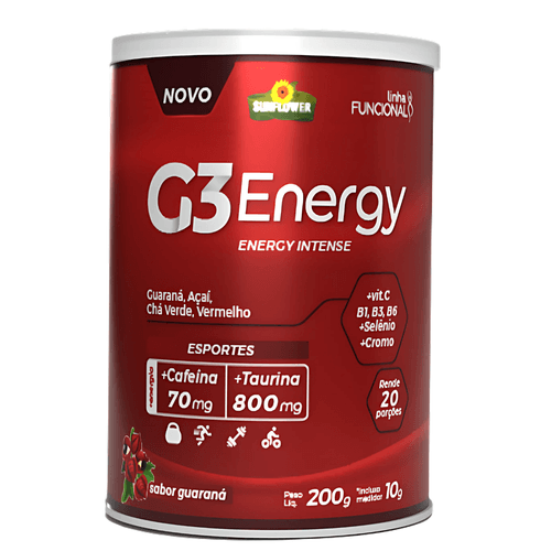 G3 Energy Cafeína Taurina Vitaminas Minerais Pré-treino 200g G3 Energy Cafeína Taurina Vitaminas Minerais Pré-treino 200g