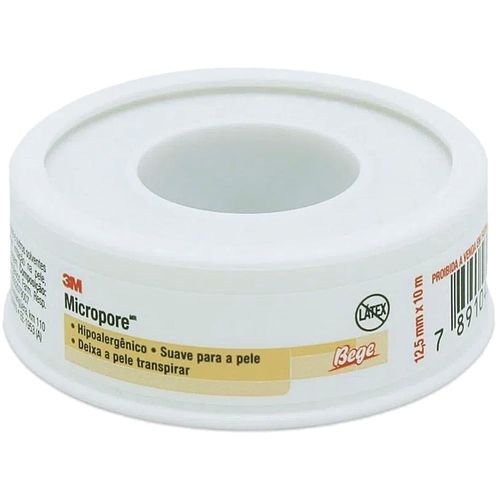 Fita Médica Microporosa Micropore 3M - Bege - 12.5mm x 10m Fita Médica Microporosa Micropore 3M - Bege - 12.5mm x 10m