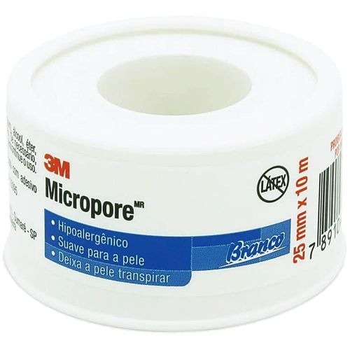 Fita Médica Microporosa Micropore 3M - Branca - 25mm x 10m Fita Médica Microporosa Micropore 3M - Branca - 25mm x 10m