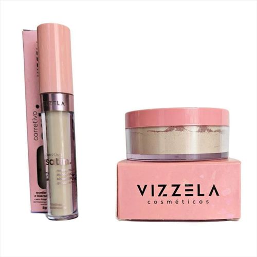 Kit Vizzela Corretivo Satin Cor1+ Pó Facial Satin Powder Kit Vizzela Corretivo Satin Cor1+ Pó Facial Satin Powder