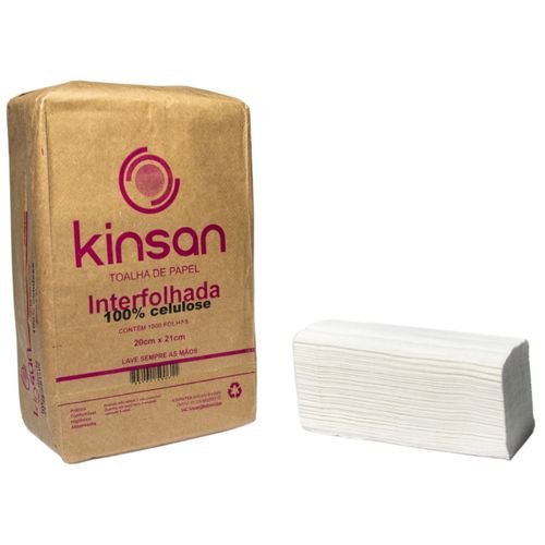 Toalha de Papel Interfolhada Kinsan 20x21cm - 1000 unidades Toalha de Papel Interfolhada Kinsan 20x21cm - 1000 unidades