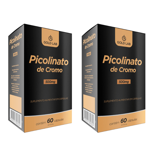 Kit C/2 Picolinato de Cromo 500MG C/60 Cápsulas - Gold Lab Kit C/2 Picolinato de Cromo 500MG C/60 Cápsulas - Gold Lab
