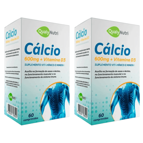 Kit C/2 Cálcio 600MG + Vit D3 C/60 Cápsulas - QualyNutri Kit C/2 Cálcio 600MG + Vit D3 C/60 Cápsulas - QualyNutri