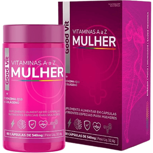 Vitaminas AZ Mulher + Colágeno/Coezima Q10 60 Cápsulas Good Vit Vitaminas AZ Mulher + Colágeno/Coezima Q10 60 Cápsulas Good Vit