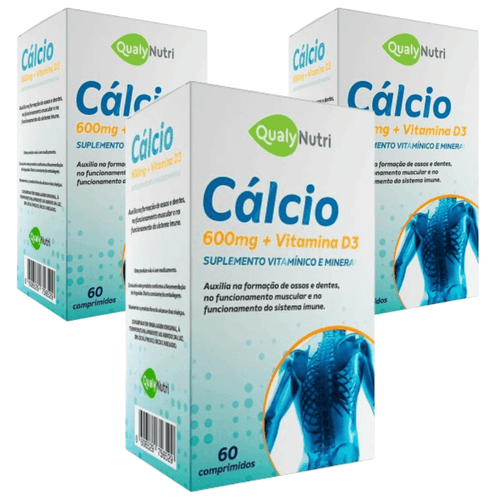 Kit 3 Caixas Cálcio 600mg+Vitamina D3 60 Cápsulas QualyNutri