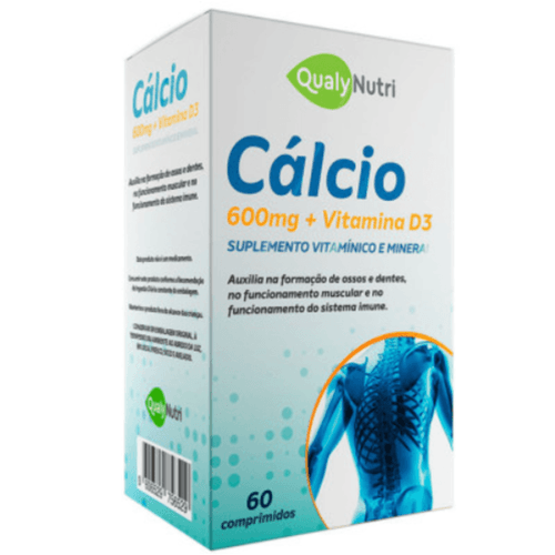 Cálcio+Vitamina D3 600mg c/60 Comprimidos - QualyNutri Cálcio+Vitamina D3 600mg c/60 Comprimidos - QualyNutri