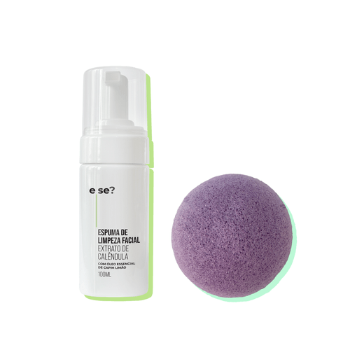 Kit Limpeza Suave - Espuma de limpeza Facial 100ml + Esponja Konjac Kit Limpeza Suave - Espuma de limpeza Facial 100ml + Esponja Konjac