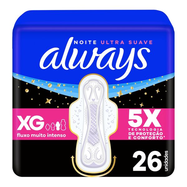 Absorvente Always Noite Ultra Suave com Abas 26 Unidades