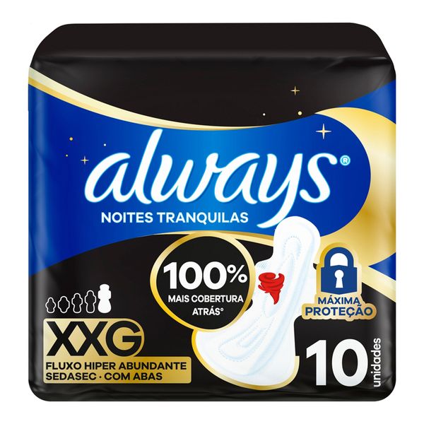 Absorvente Always Noites Tranquilas com Abas 10 Unidades