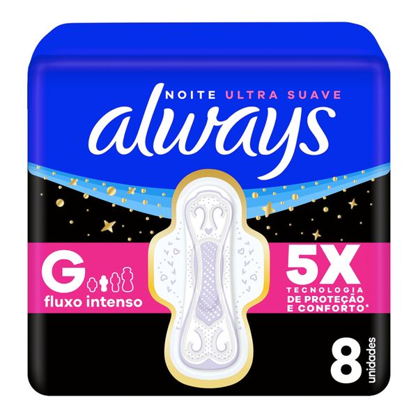 Absorvente Always Noite Ultra Suave com Abas 8 Unidades