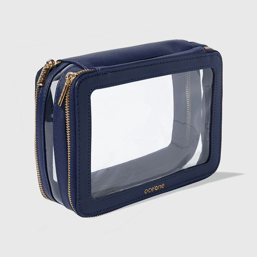 Nécessaire Azul Marinho com Transparência - Double Crystal Case Não Nécessaire Azul Marinho com Transparência - Double Crystal Case Não