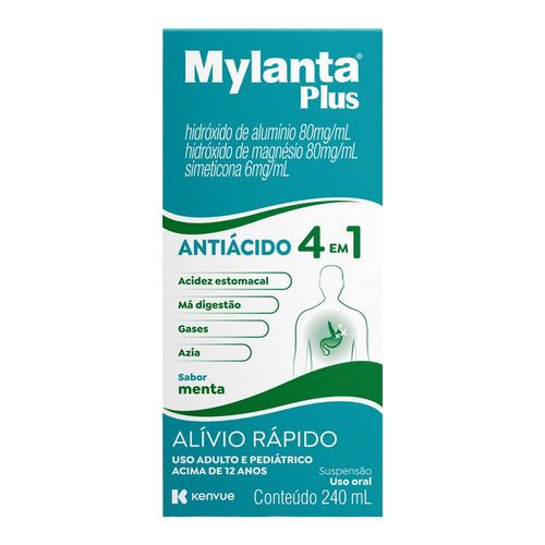 Antiácido Mylanta Plus 80Mg/Ml + 80Mg/Ml + 6Mg/Ml 240Ml Menta