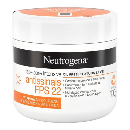 Creme Facial Neutrogena Antissinais Face Care Intensive Oil Free Fps22 100G