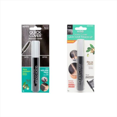 Kit Kiss NY Retoque Capilar Máscara Marrom Escuro + Preto