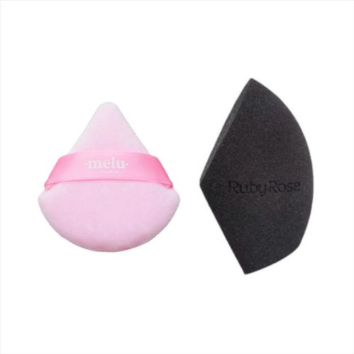 Kit Ruby Rose Esponja de Maquiagem Fluffy Puff+Esponja Midnigt