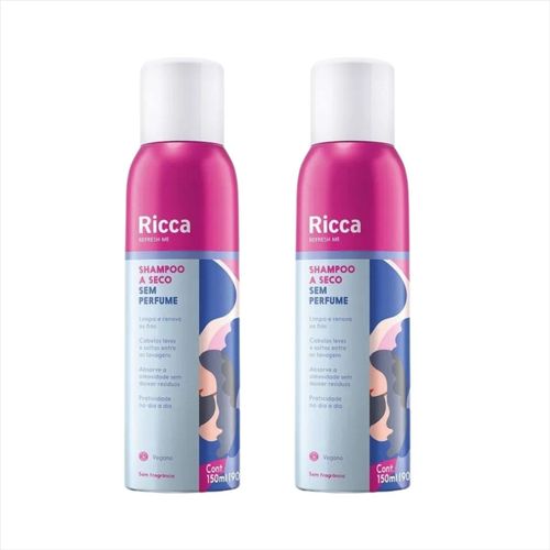 Kit Ricca Shampoo A Seco Sem Perfume 150ml 2 Unidades Kit Ricca Shampoo A Seco Sem Perfume 150ml 2 Unidades
