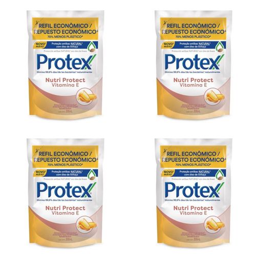 Kit c/4 Sabonete Líquido Protex Nutri Protect Vitamina E 200ml Refil Kit c/4 Sabonete Líquido Protex Nutri Protect Vitamina E 200ml Refil