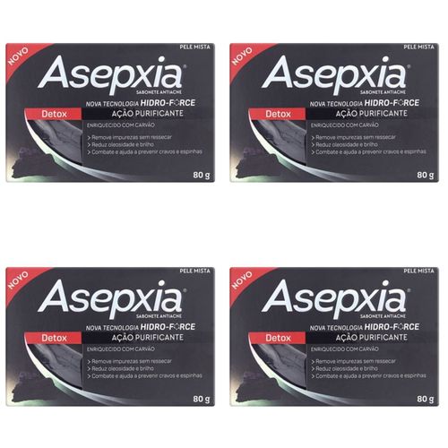 Kit c/4 Sabonetes Asepxia 80g Detox Kit c/4 Sabonetes Asepxia 80g Detox