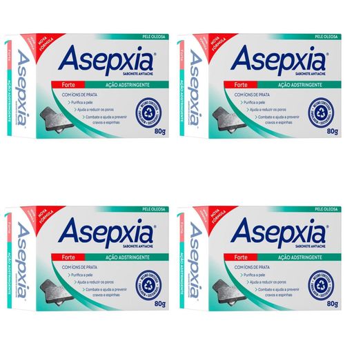 Kit c/4 Sabonetes Asepxia Barra 80g Forte