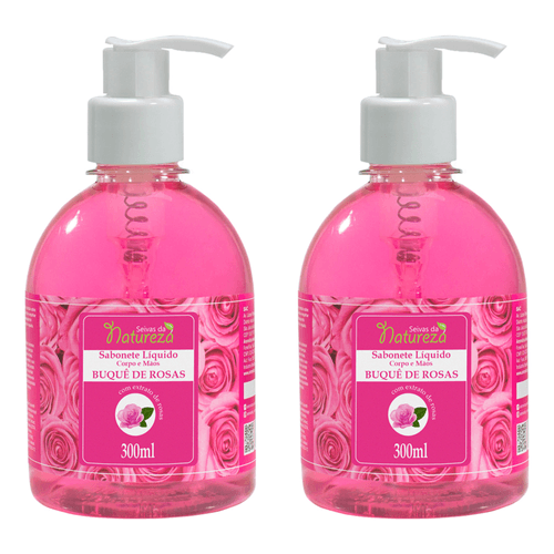 Kit c/2 Sabonetes Líquido Aromatica S.Natureza Buque Rosas 300ml cada Kit c/2 Sabonetes Líquido Aromatica S.Natureza Buque Rosas 300ml cada