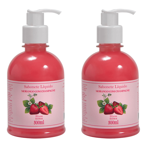 Kit c/2 Sabonetes Líquido Aromatica Bloom Morango C/Champa 300ml cada Kit c/2 Sabonetes Líquido Aromatica Bloom Morango C/Champa 300ml cada