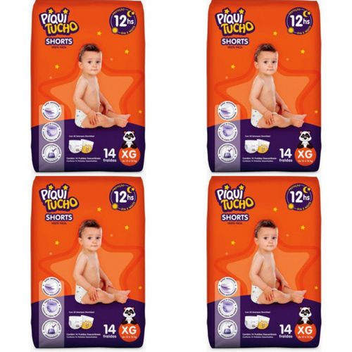 Kit 4 Fraldas Shorts Piquitucho Jumbinho (Xg) c/14 Unidades cada Kit 4 Fraldas Shorts Piquitucho Jumbinho (Xg) c/14 Unidades cada