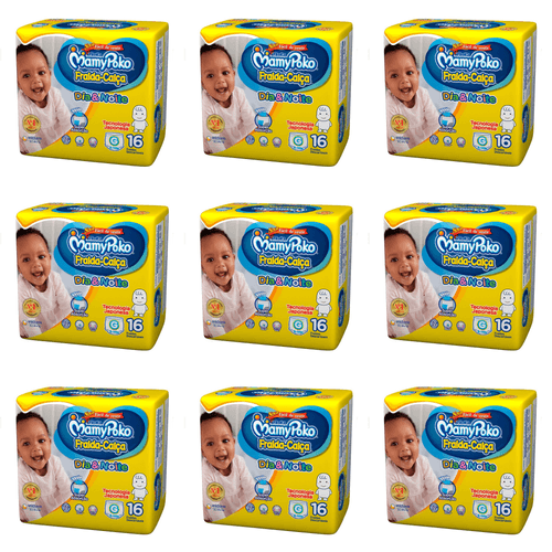 Kit 9 Fraldas Calça MamyPoko Dia e Noite Tamanho 
