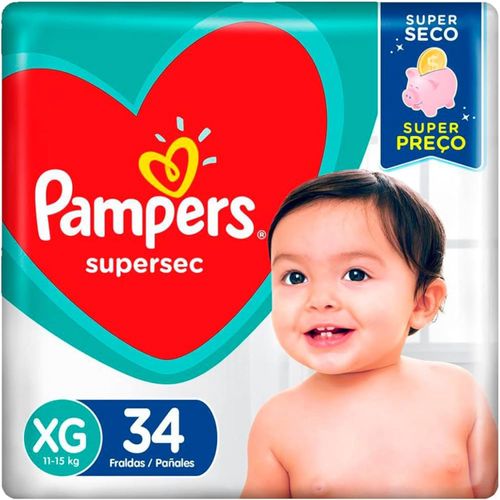 Kit 2 Fraldas Pampers Super Sec Xg Com 34 Unidades cada