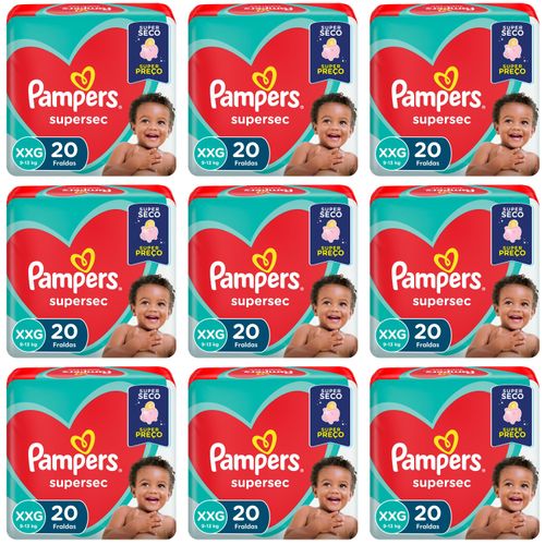 Kit 9 Fraldas Supersec ”Xxg” Pampers c/20 Unidades cada