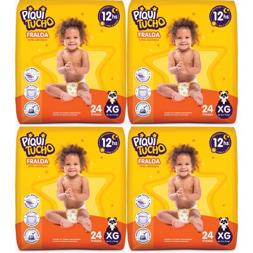 Kit 4 Fraldas Piquitucho (Xg) 24 Unidades cada