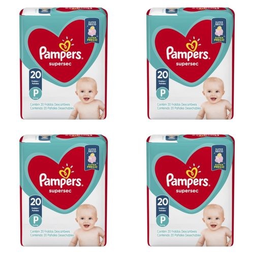 Kit 4 Fraldas Pampers Super Sec 
