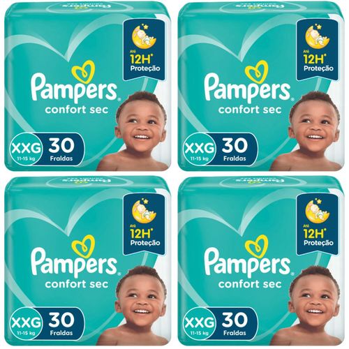 Kit 4 Fraldas Pampers Conforte Sec Xxg 30 Unidades cada
