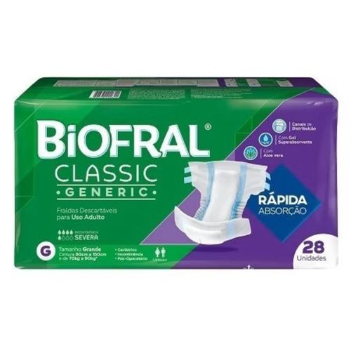Kit 4 Fraldas Adulto Biofral Classic G 28 Unidades cada Kit 4 Fraldas Adulto Biofral Classic G 28 Unidades cada