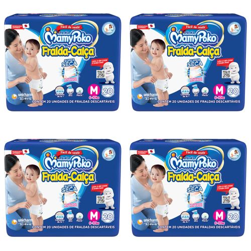 Kit 4 Fraldas Calça Mamypoko M 20 Unidades cada Kit 4 Fraldas Calça Mamypoko M 20 Unidades cada