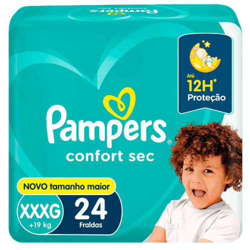Kit 2 Fraldas Pampers Confort Sec Xxxg 24 Unidades cada Kit 2 Fraldas Pampers Confort Sec Xxxg 24 Unidades cada