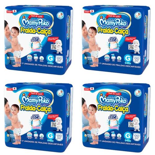 Kit 4 Fraldas Calça Mamypoko G 17 Unidades cada Kit 4 Fraldas Calça Mamypoko G 17 Unidades cada