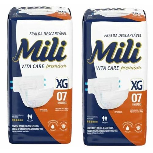Kit 2 Fraldas Geriatrica Mili Vita Care (Xg) 7 Unidades cada Kit 2 Fraldas Geriatrica Mili Vita Care (Xg) 7 Unidades cada