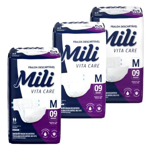Kit 2 Fraldas Geriatrica Mili Vita Care (M) 09 Unidades cada