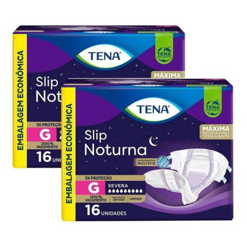 Kit 2 Fraldas Geriátrica Slip Noturna Tamanho G Com 16 Unidades cada