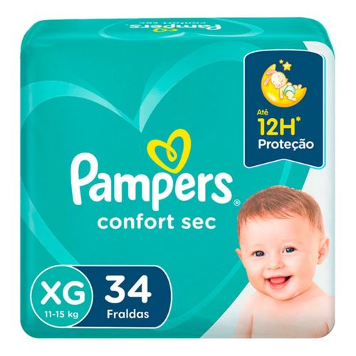 Kit 2 Fraldas Pampers Confort Sec Mega Xg c/34 Unidades cada