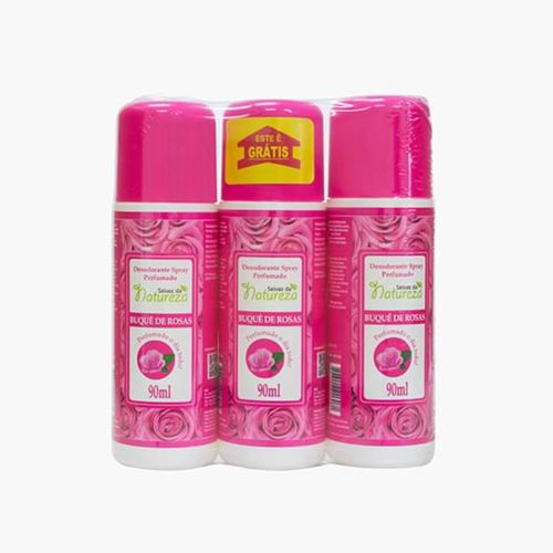 Kit C/ 3 Unidades de Desodorantes Spray Seivas da Natureza Buque de Rosas 90ml Kit C/ 3 Unidades de Desodorantes Spray Seivas da Natureza Buque de Rosas 90ml