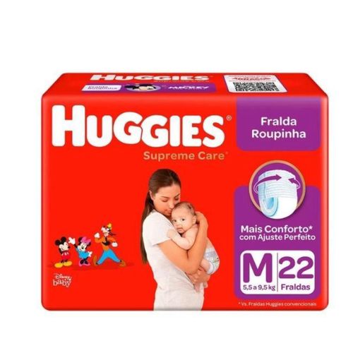 Kit 2 Fraldas Huggies Roupinha Supreme Care Jumbo M 22 Um cada