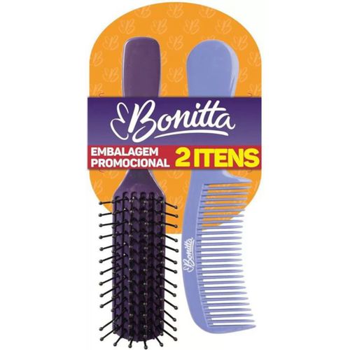 Escova Retangular + Pente Médio Economic Bonitta