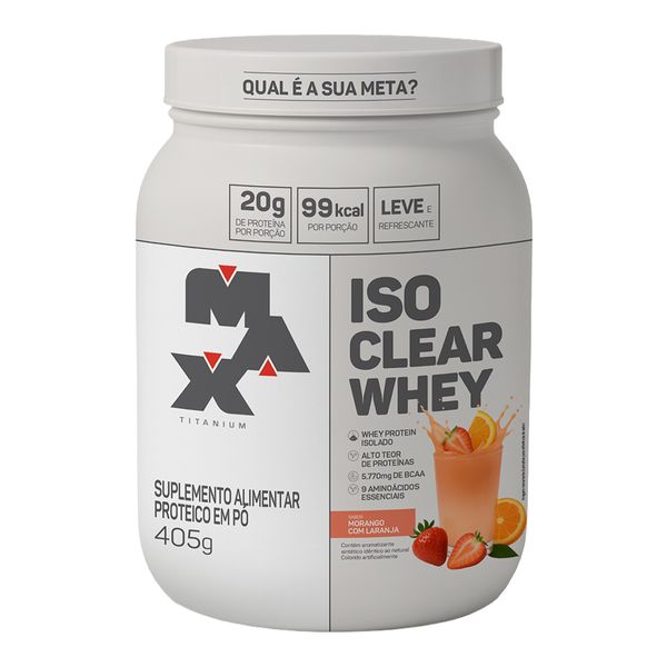 Whey Max Titanium Iso Clear Sabor Morango com Laranja 405g