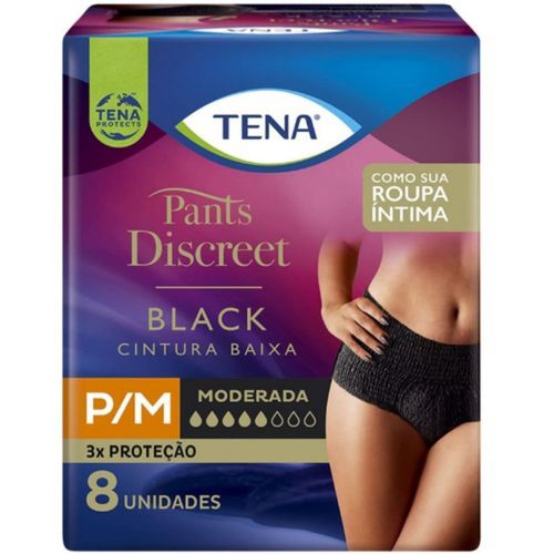 Roupa Íntima Descartável Tena Pants Discreet P/M Black c/8 unidades Roupa Íntima Descartável Tena Pants Discreet P/M Black c/8 unidades