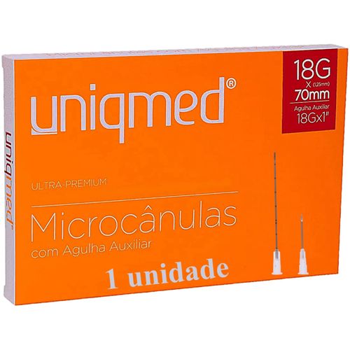 Microcânula Ultra-Premium 18Gx70mm Agulha Auxiliar 18Gx1 - unidade Microcânula Ultra-Premium 18Gx70mm Agulha Auxiliar 18Gx1 - unidade