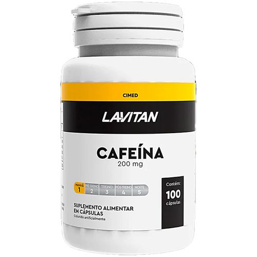 Suplemento Lavitan Cafeína 200mg - 100 Cápsulas