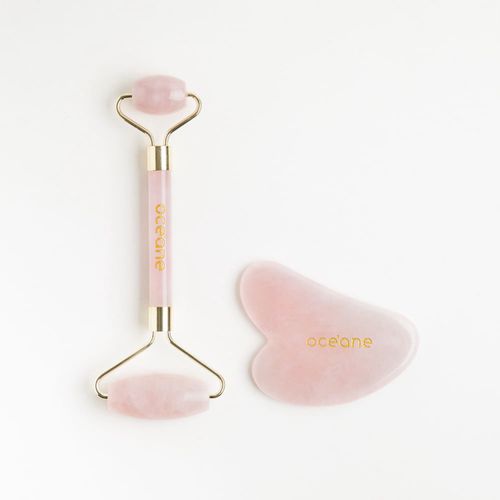Kit de Massagem Facial de Quartzo Rosa - Quartz Roller & Gua Sha Set Sim